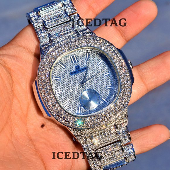 Full Iced Out Watch, Bracelet and Necklace Men Set - Picture 3 of 7